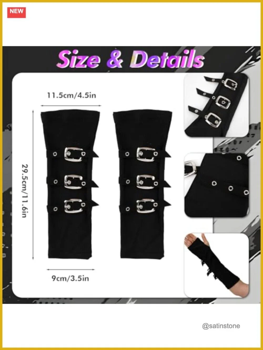 Grunge Cat Ear Beanie Set with Fingerless Gloves and Necklaces